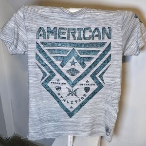 Men's Gray And Teal American Fighter Shirt